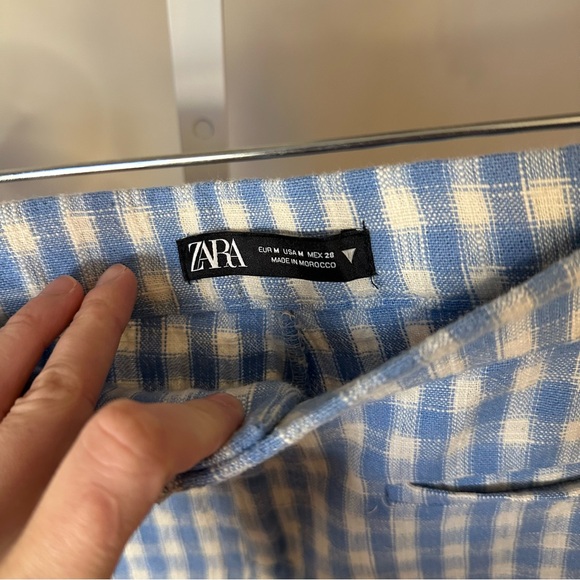 Zara Blue and White Checkered Gingham Pants - Picture 4 of 6